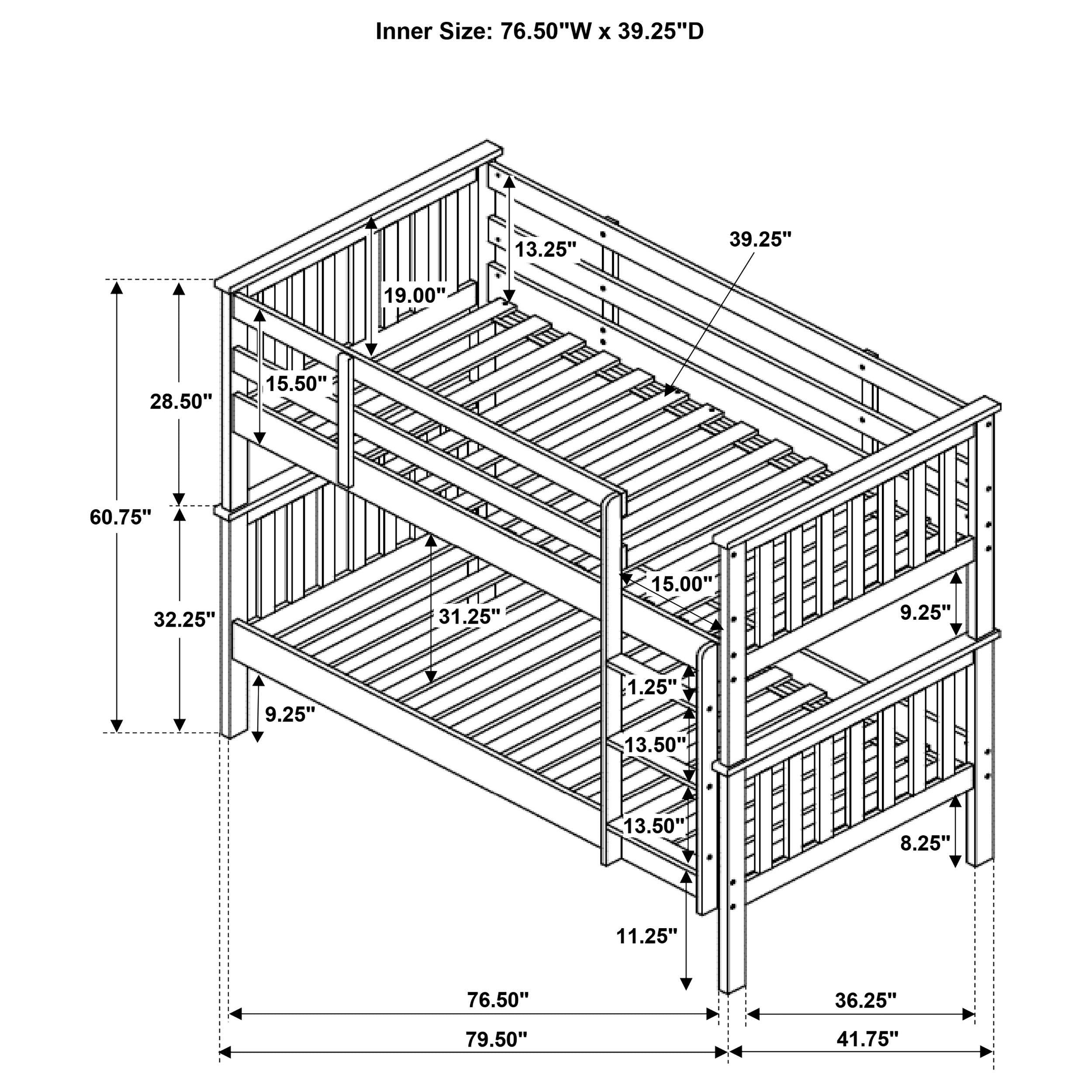 Coaster Furniture Chapman 460244N-SM Wood Twin Over Twin Bunk Bed with Mattress - White IMAGE 1